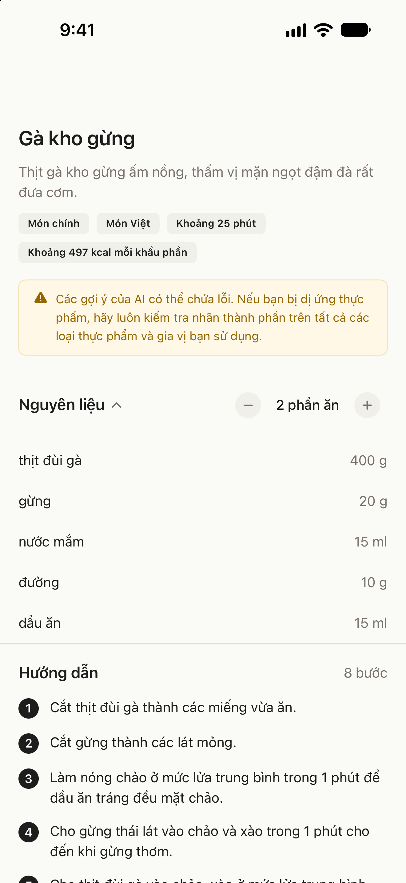 Công thức với nguyên liệu, điều chỉnh khẩu phần và các bước nấu